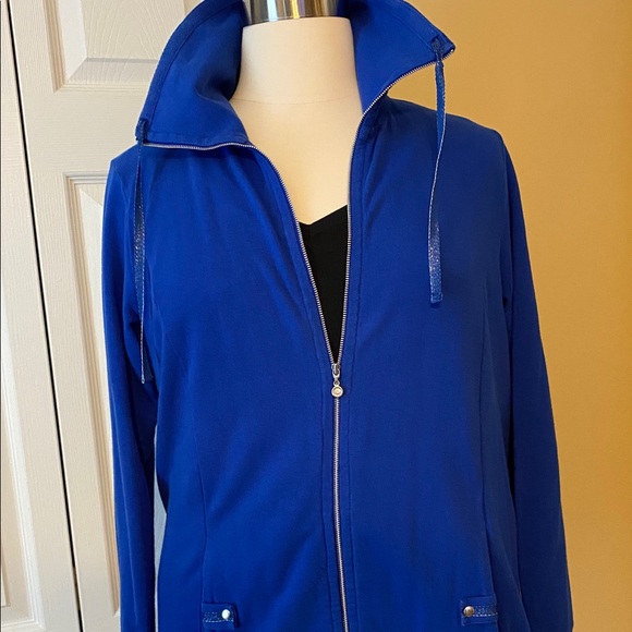 CJ Banks Zippered front jacket. Cobalt Blue - Picture 2 of 7